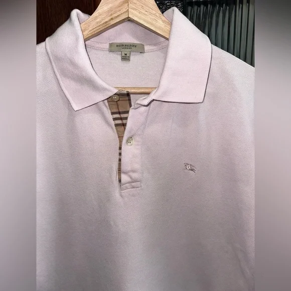 Burberry Men's Polo Shirt - Soft Pink Size Medium - Picture 2 of 4